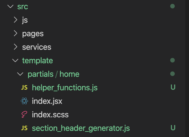 Section header generator JS file in home directory