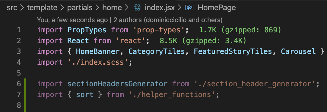 Section Header Import Statement Example