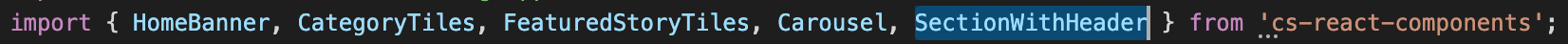 section with header component import statement