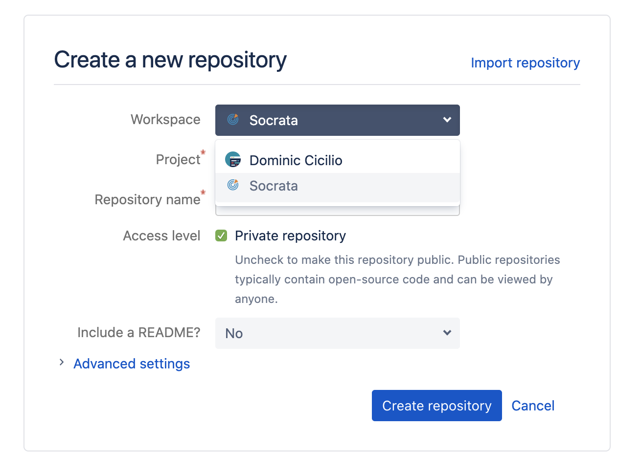 Repository workspace