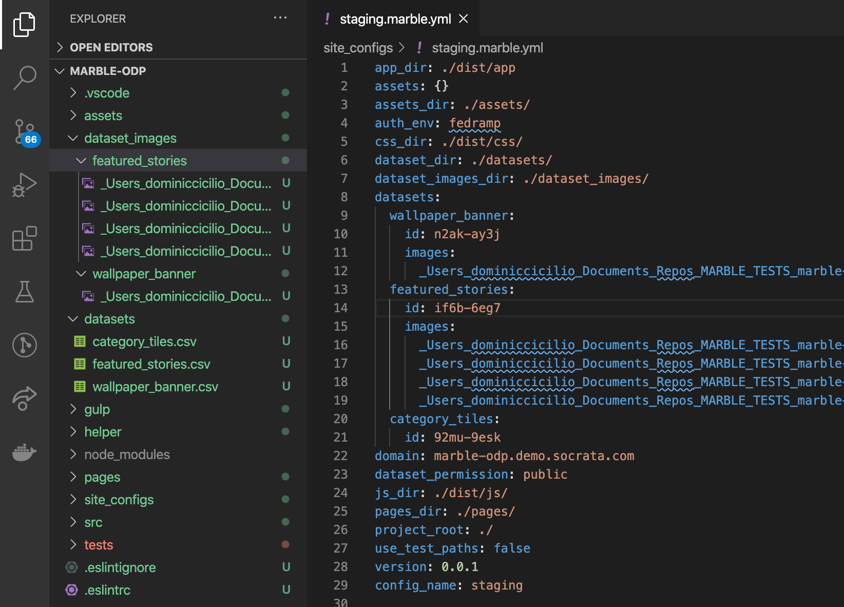marble config after reverse-populate