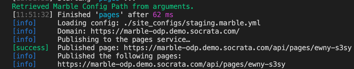 marble deploy output